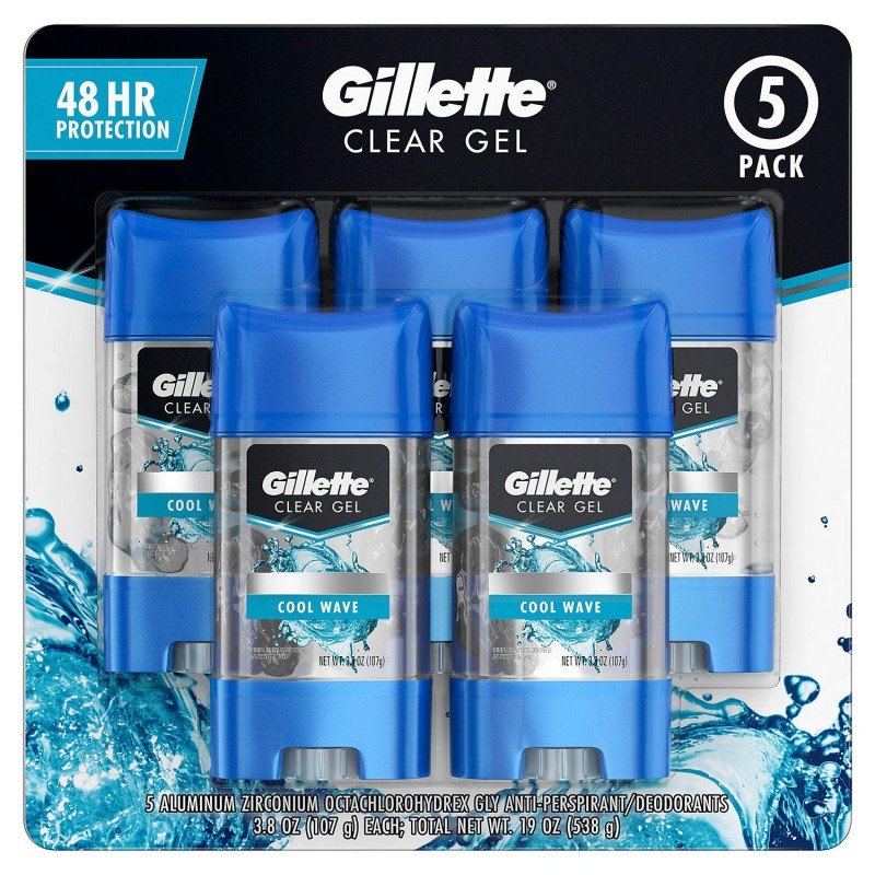 Desodorante antitranspirante Gillette para hombres, gel transparente, onda  fría, 0.5 oz